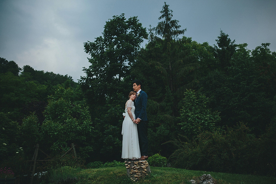 The bride wears Grace Loves Lace for her laid back, rustic, simple and elegant outdoor wedding in the Italian hillsides. Photography by Peter Jurica, film by Happy Wedding Films.