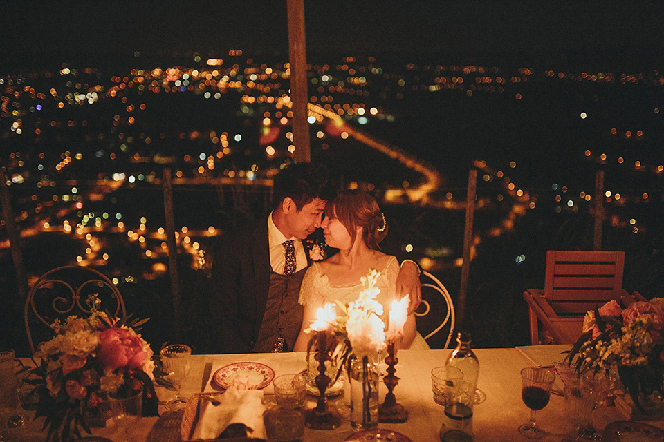 The bride wears Grace Loves Lace for her laid back, rustic, simple and elegant outdoor wedding in the Italian hillsides. Photography by Peter Jurica, film by Happy Wedding Films.