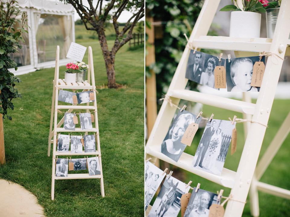 The bride wears Suzanne Neville for her Summer wedding at a vintage railway station. Images by M&J Photography.