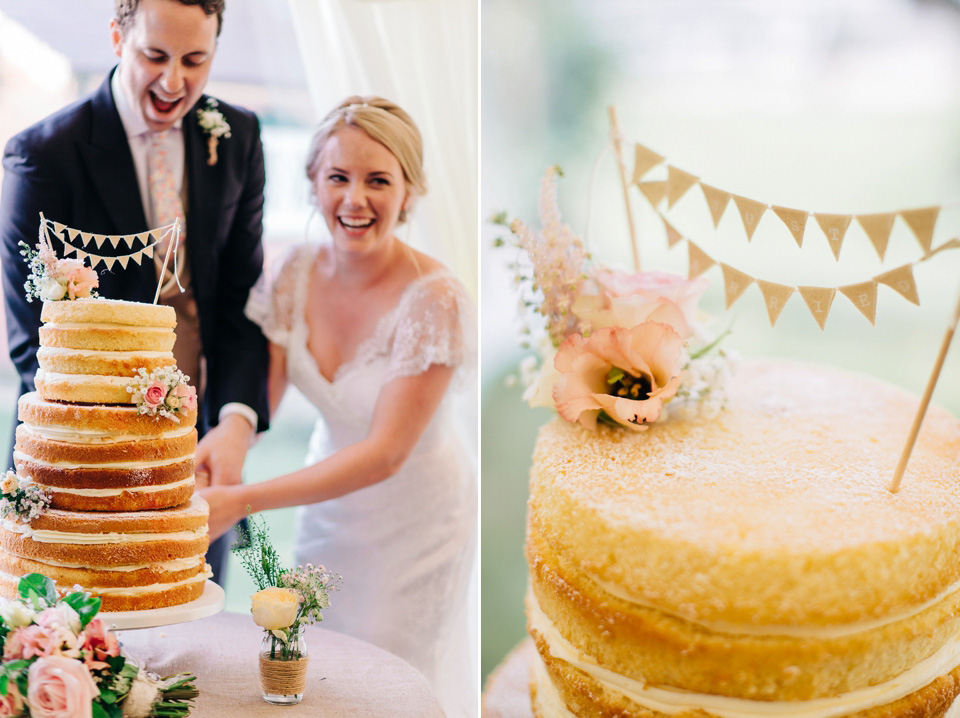 The bride wears Suzanne Neville for her Summer wedding at a vintage railway station. Images by M&J Photography.