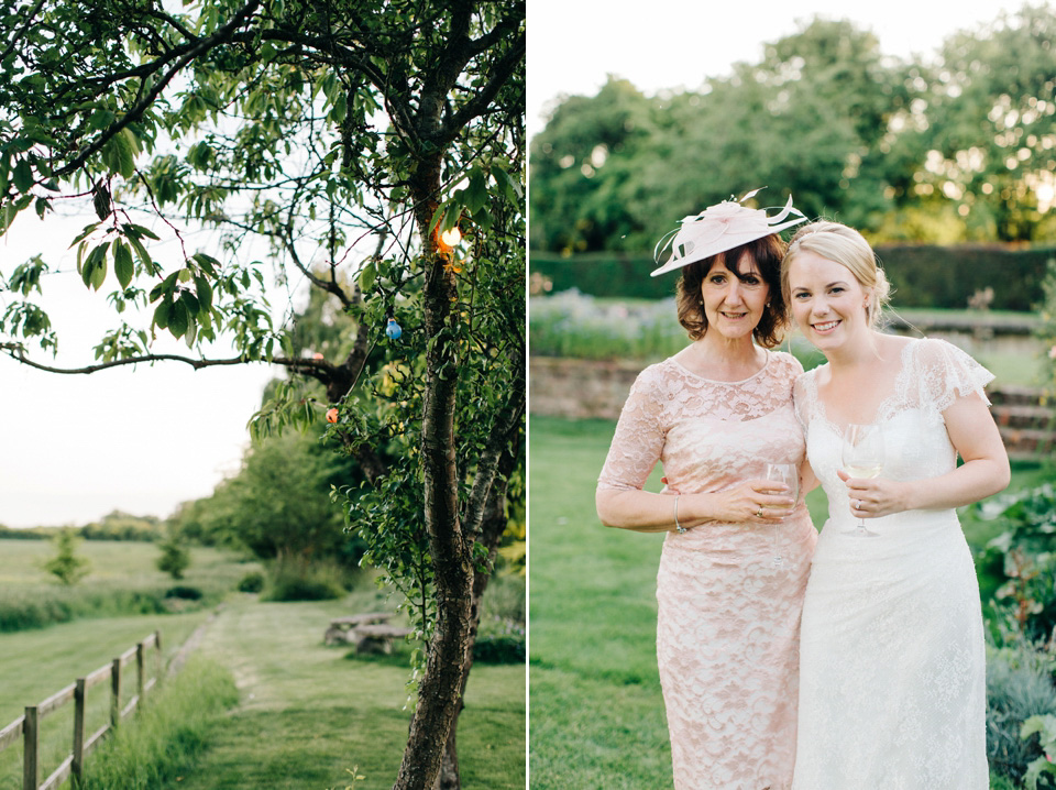 The bride wears Suzanne Neville for her Summer wedding at a vintage railway station. Images by M&J Photography.