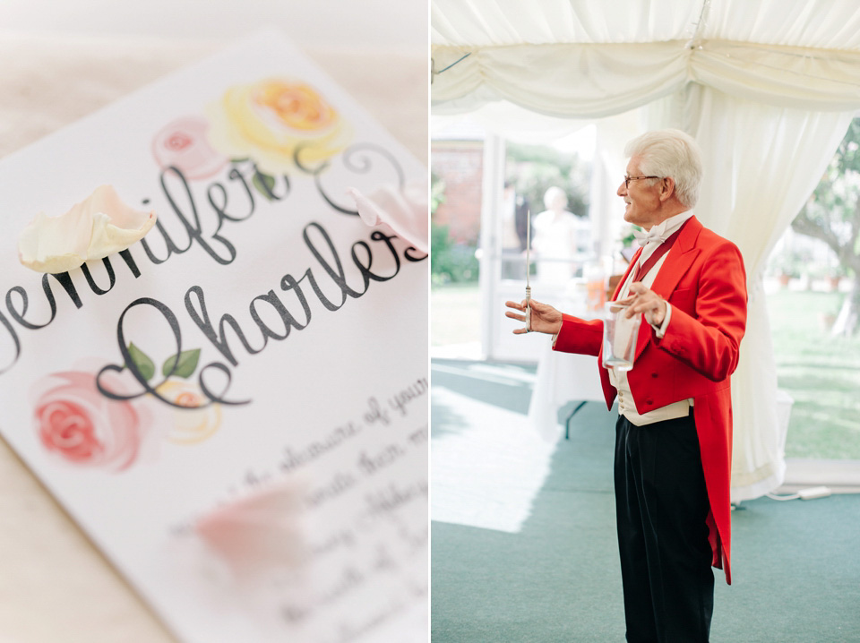 The bride wears Suzanne Neville for her Summer wedding at a vintage railway station. Images by M&J Photography.