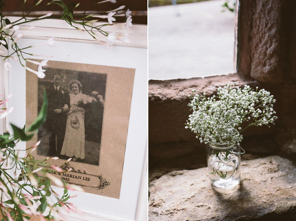 A blush pink wedding dress for a colourful and fun filled English country barn wedding. Photography by Jonny Draper.