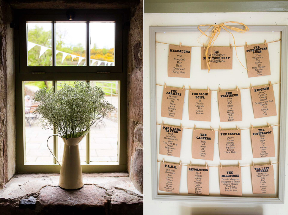 A blush pink wedding dress for a colourful and fun filled English country barn wedding. Photography by Jonny Draper.