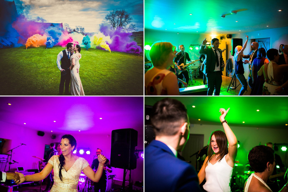 A blush pink wedding dress for a colourful and fun filled English country barn wedding. Photography by Jonny Draper.