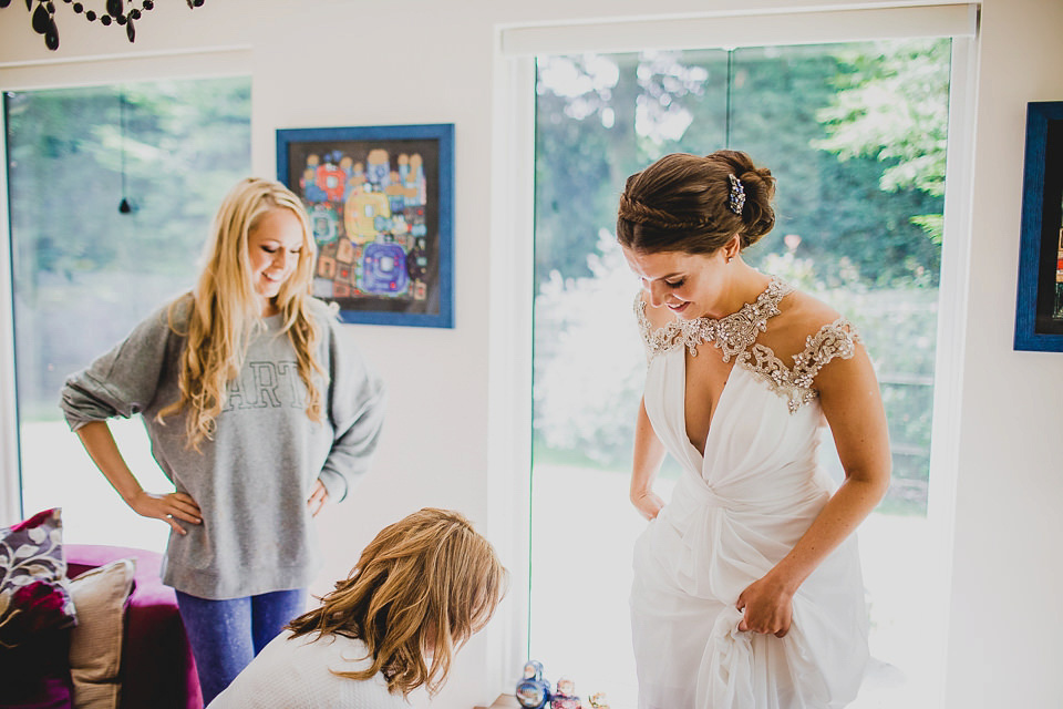 A Grecian style dress for a glamorous English country house wedding. Photography by Jonny MP.