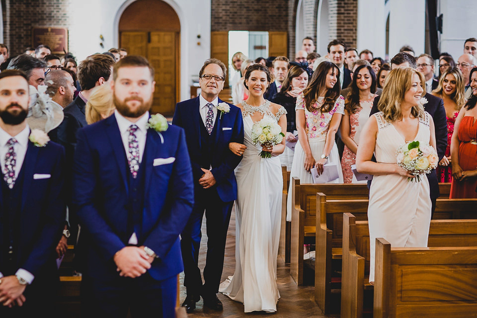 A Grecian style dress for a glamorous English country house wedding. Photography by Jonny MP.