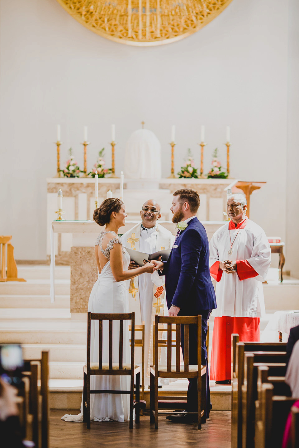 A Grecian style dress for a glamorous English country house wedding. Photography by Jonny MP.