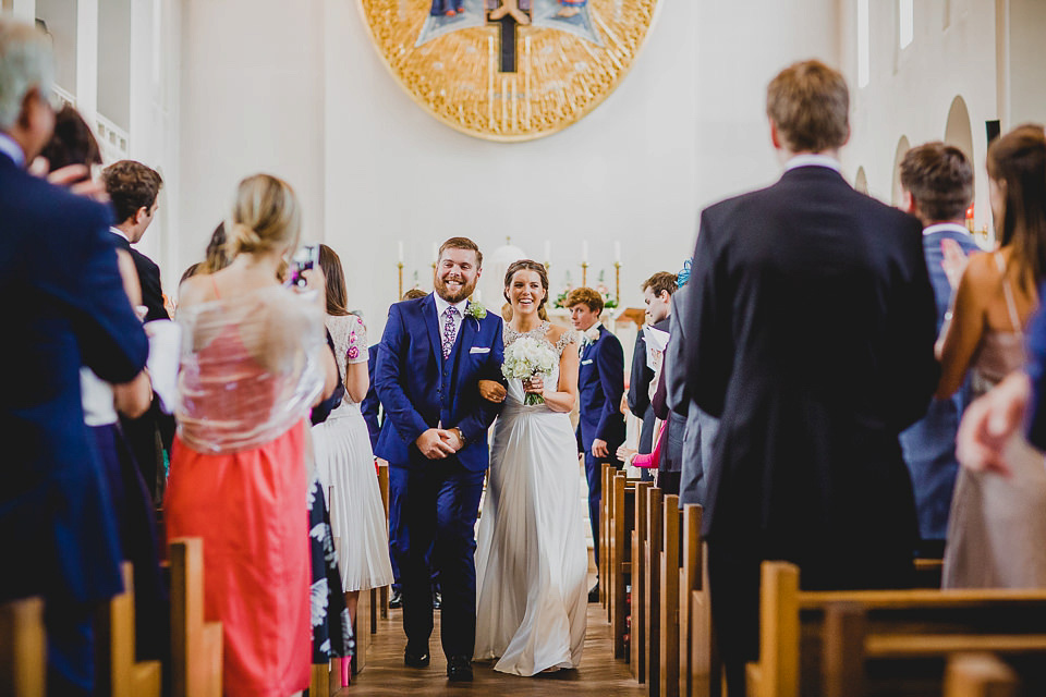 A Grecian style dress for a glamorous English country house wedding. Photography by Jonny MP.