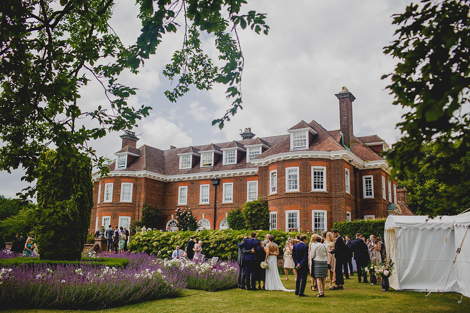 A Grecian style dress for a glamorous English country house wedding. Photography by Jonny MP.