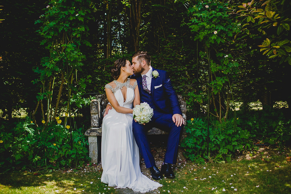 A Grecian style dress for a glamorous English country house wedding. Photography by Jonny MP.