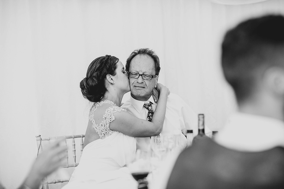 A Grecian style dress for a glamorous English country house wedding. Photography by Jonny MP.