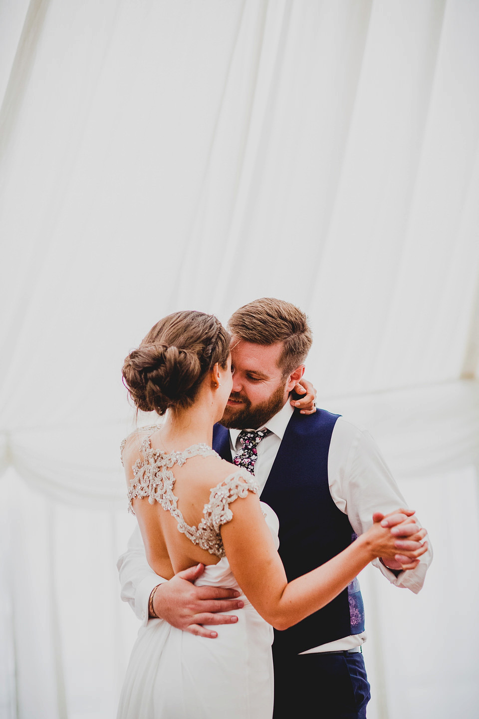 A Grecian style dress for a glamorous English country house wedding. Photography by Jonny MP.