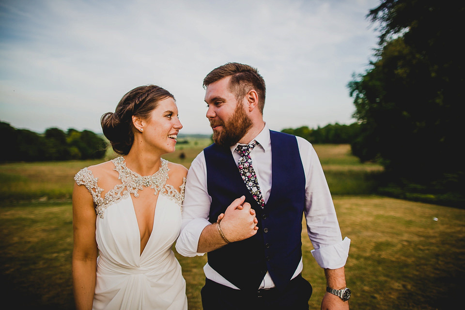 A Grecian style dress for a glamorous English country house wedding. Photography by Jonny MP.