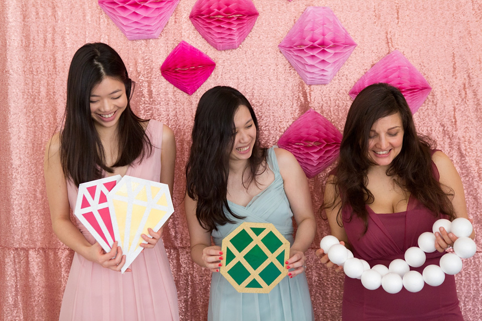 How to make your own colourful giant gem photo props for your engagemnet party or bridal shower. By Erin Hung of Berinmade.