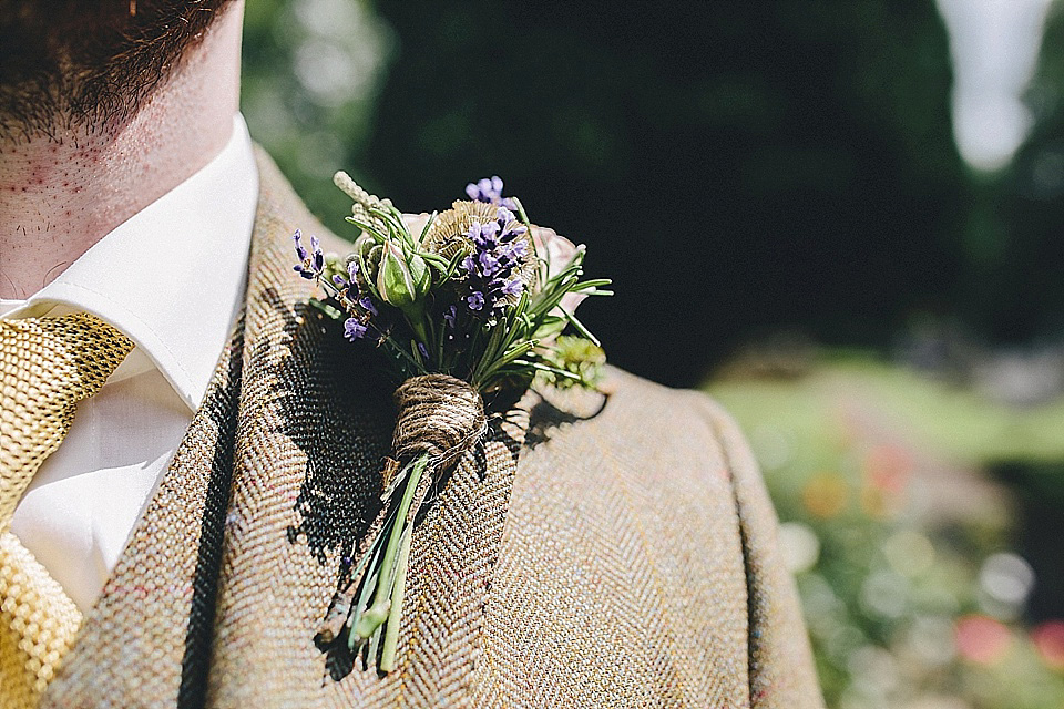 The bride wears 'Sophia' by Ian Stuart for her sweet, local, intimate and vintage inspired village wedding. Photography by The Twins.