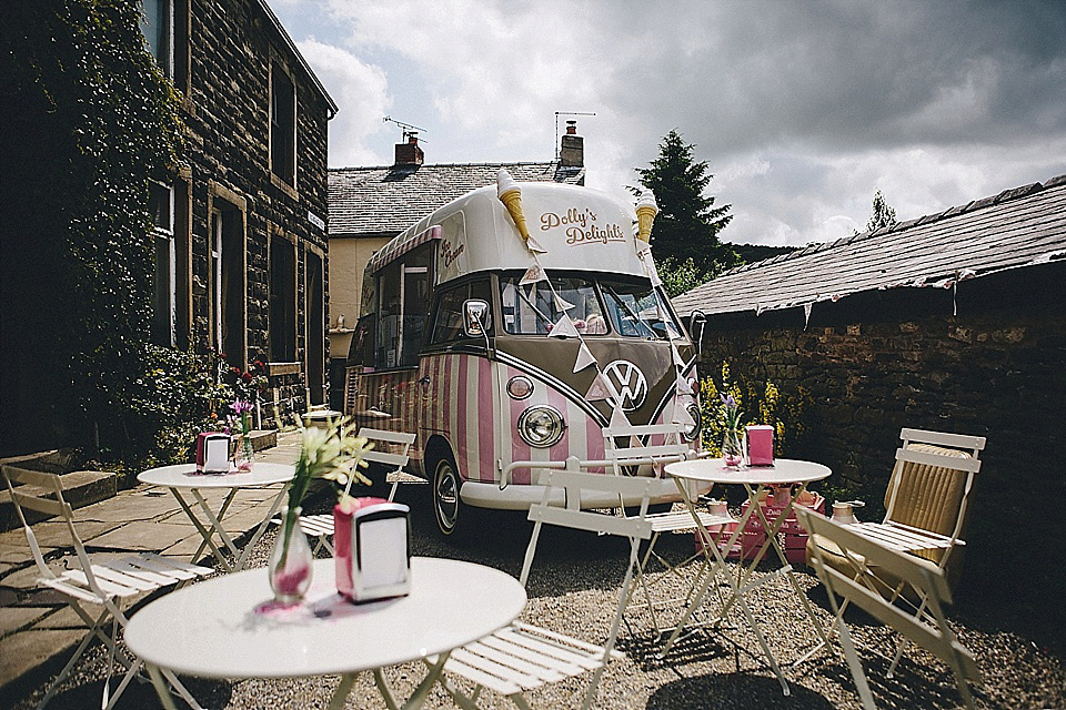 The bride wears 'Sophia' by Ian Stuart for her sweet, local, intimate and vintage inspired village wedding. Photography by The Twins.