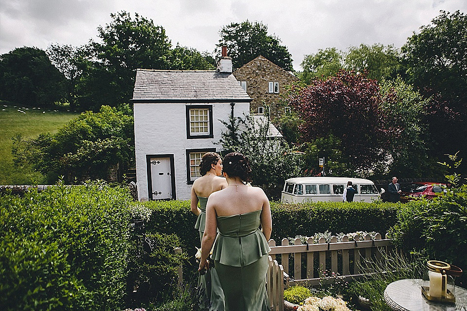 The bride wears 'Sophia' by Ian Stuart for her sweet, local, intimate and vintage inspired village wedding. Photography by The Twins.