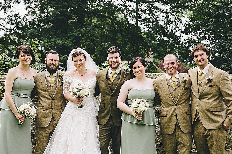 The bride wears 'Sophia' by Ian Stuart for her sweet, local, intimate and vintage inspired village wedding. Photography by The Twins.