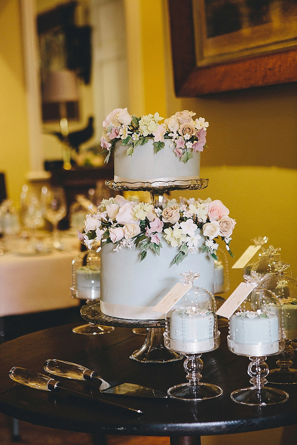 The bride wears 'Sophia' by Ian Stuart for her sweet, local, intimate and vintage inspired village wedding. Photography by The Twins.