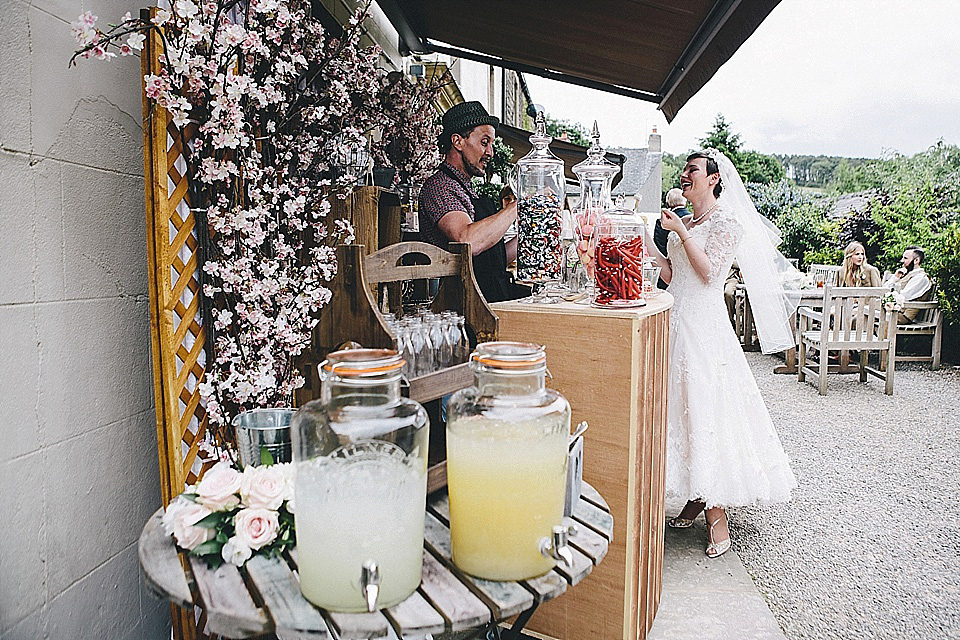 The bride wears 'Sophia' by Ian Stuart for her sweet, local, intimate and vintage inspired village wedding. Photography by The Twins.