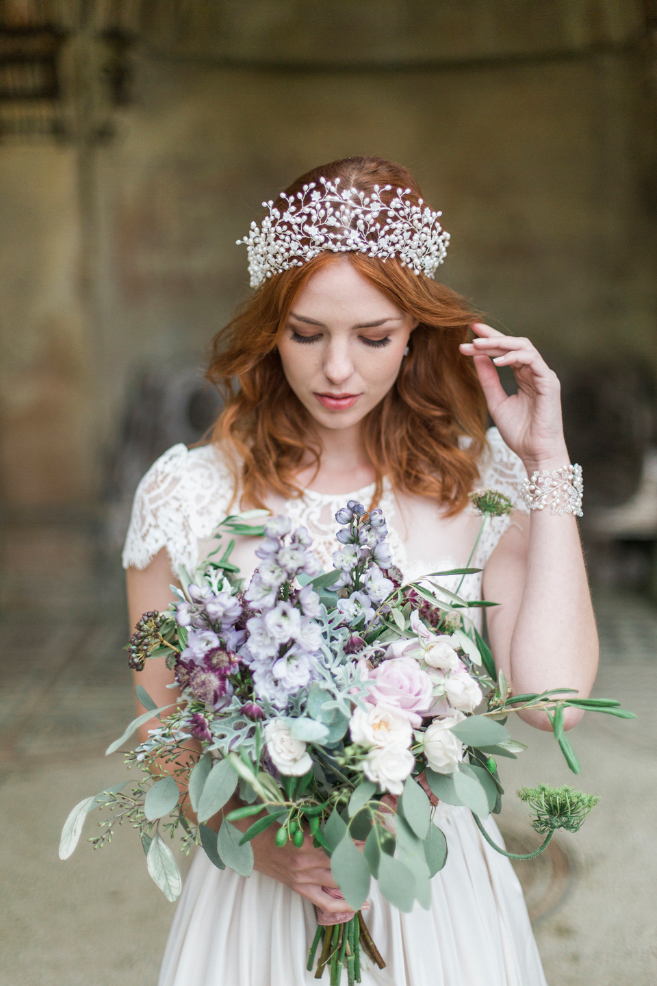 Hermione Harbut, dreamy, ethereal and delicate headpieces for brides. Visit hermioneharbutt.com.