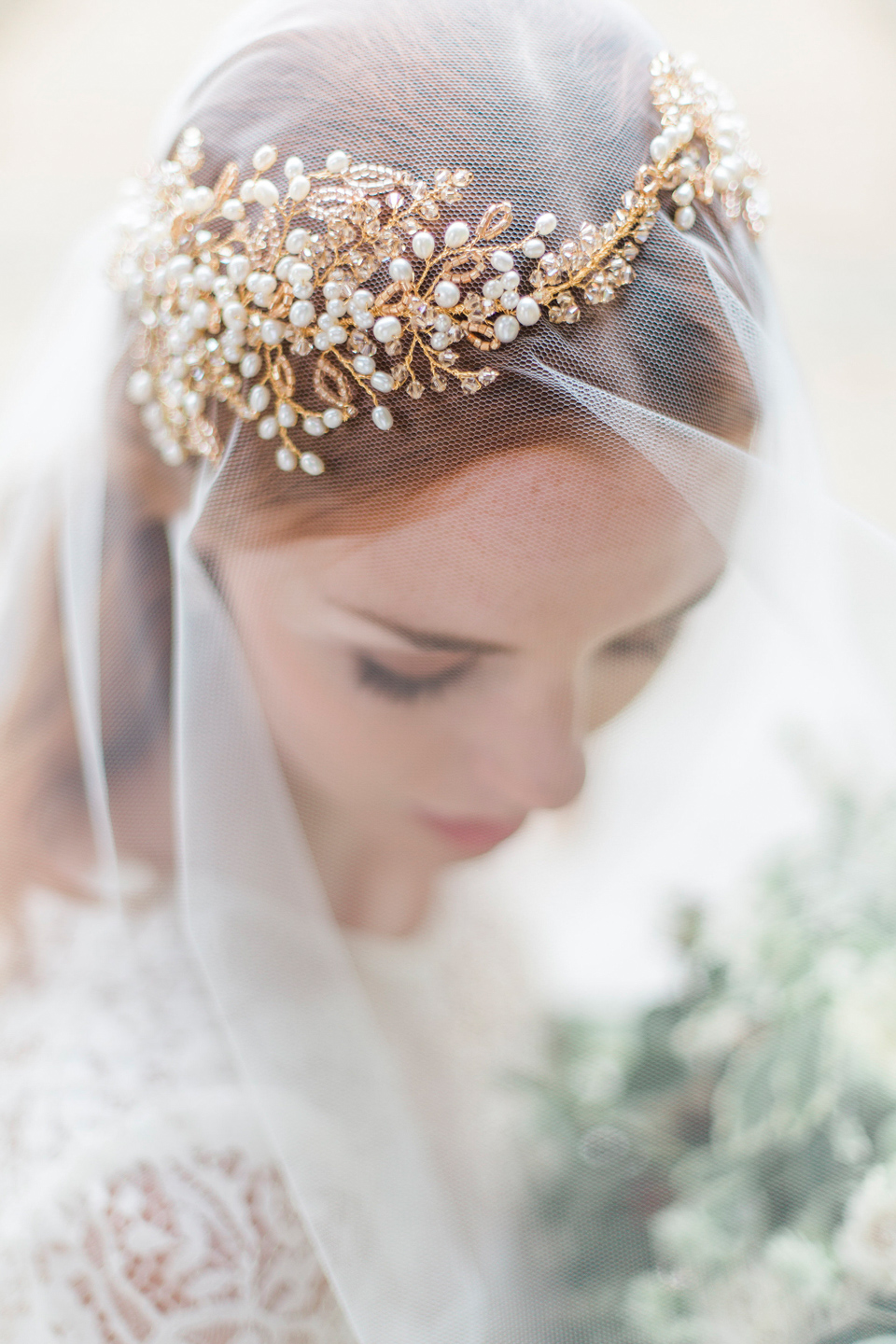 Hermione Harbut, dreamy, ethereal and delicate headpieces for brides. Visit hermioneharbutt.com.