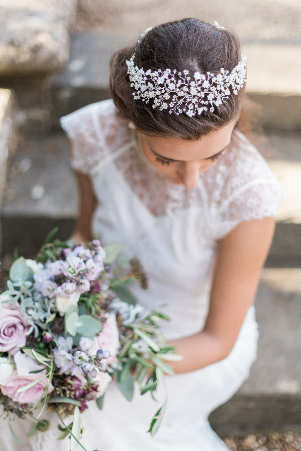 Hermione Harbut, dreamy, ethereal and delicate headpieces for brides. Visit hermioneharbutt.com.