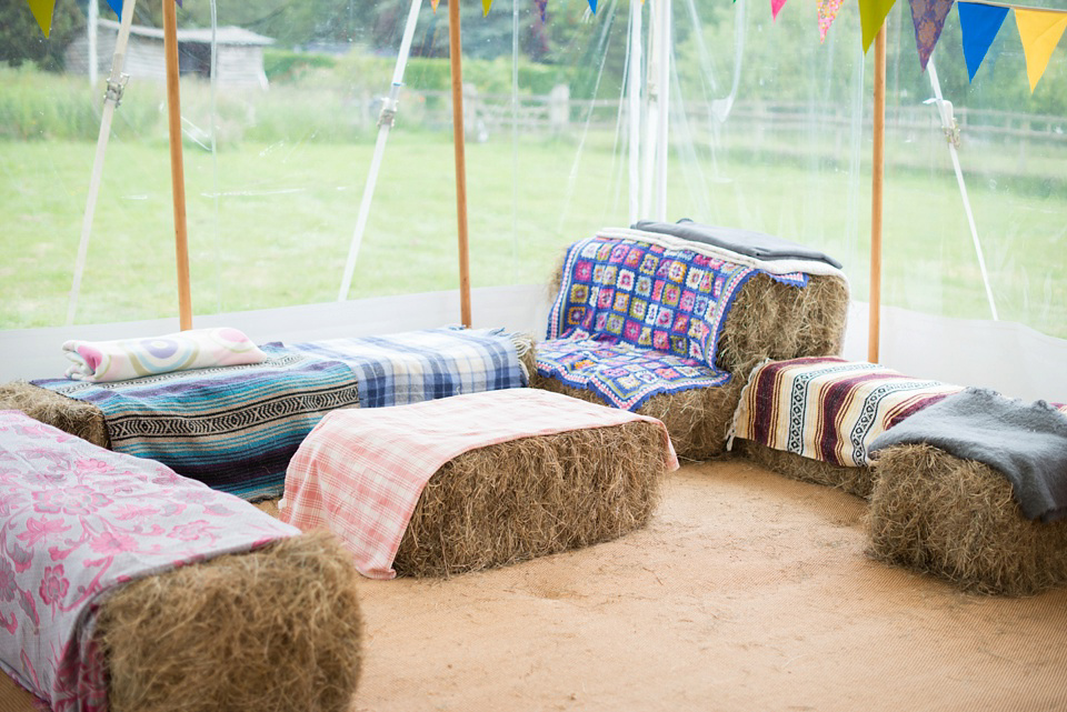 The bride wears Katya Katya Shehurina for her colourful country garden wedding. Photography by Kayleigh Pope.