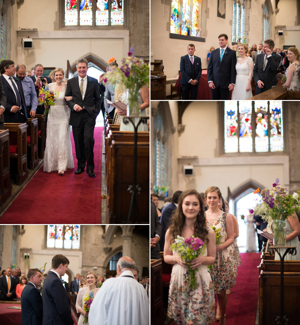 The bride wears Katya Katya Shehurina for her colourful country garden wedding. Photography by Kayleigh Pope.