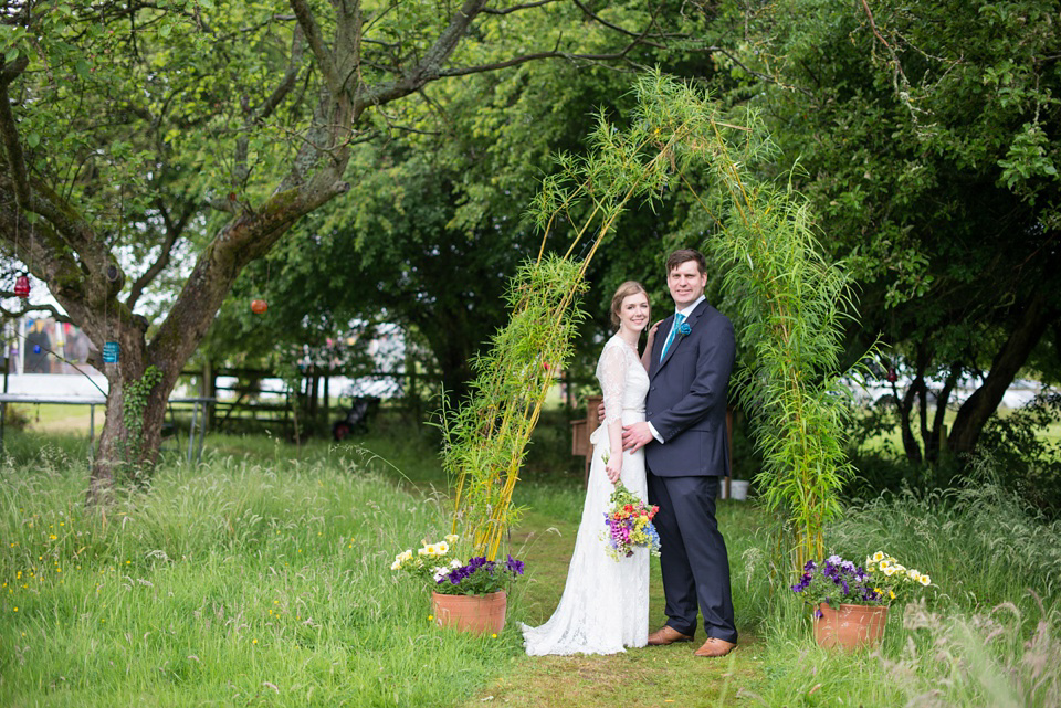 The bride wears Katya Katya Shehurina for her colourful country garden wedding. Photography by Kayleigh Pope.