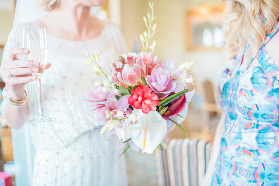 A Bali inspired beach wedding in Tynemouth with the bride wearing Jenny Packham. Photography by Sarah-Jane Ethan.