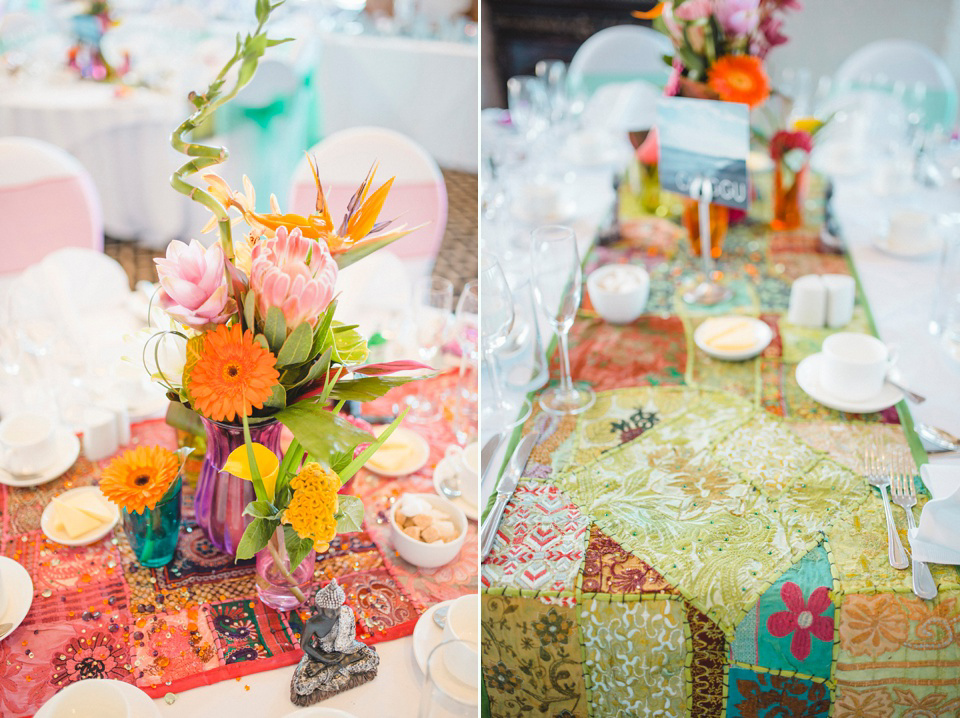 A Bali inspired beach wedding in Tynemouth with the bride wearing Jenny Packham. Photography by Sarah-Jane Ethan.