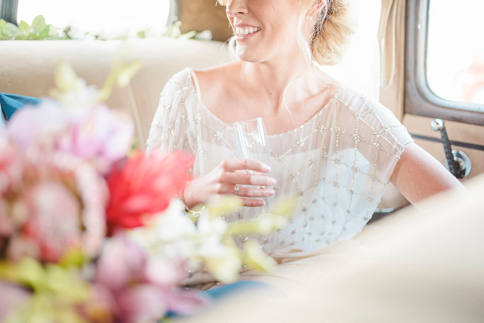 A Bali inspired beach wedding in Tynemouth with the bride wearing Jenny Packham. Photography by Sarah-Jane Ethan.