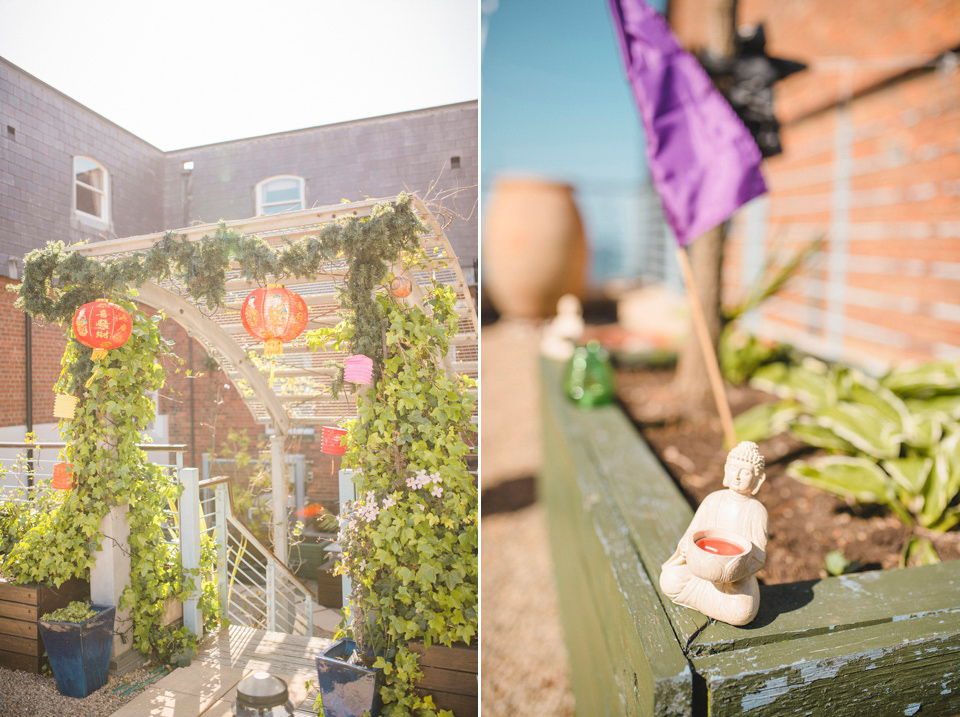 A Bali inspired beach wedding in Tynemouth with the bride wearing Jenny Packham. Photography by Sarah-Jane Ethan.