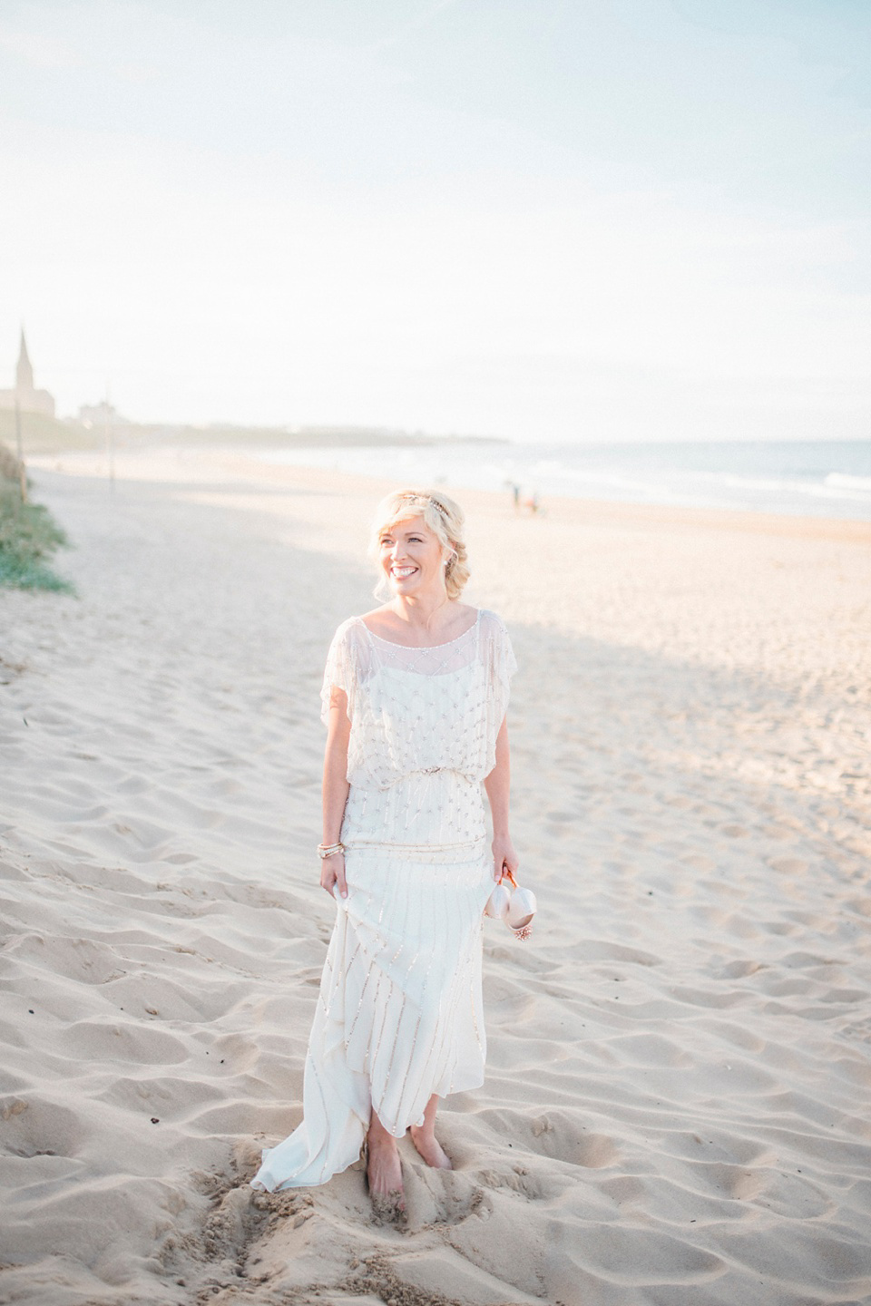 A Bali inspired beach wedding in Tynemouth with the bride wearing Jenny Packham. Photography by Sarah-Jane Ethan.