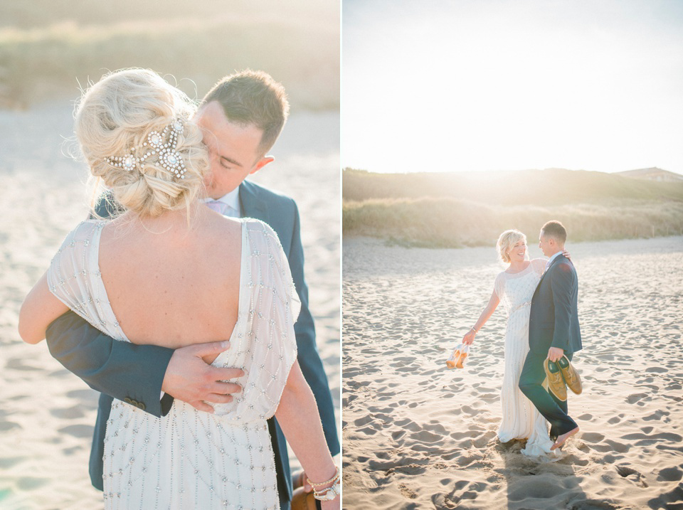 A Bali inspired beach wedding in Tynemouth with the bride wearing Jenny Packham. Photography by Sarah-Jane Ethan.