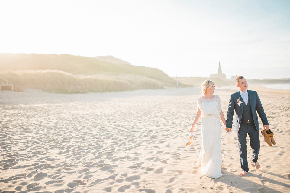 A Bali inspired beach wedding in Tynemouth with the bride wearing Jenny Packham. Photography by Sarah-Jane Ethan.