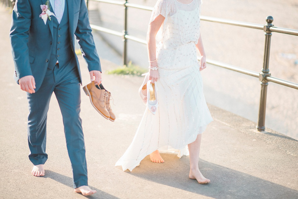 A Bali inspired beach wedding in Tynemouth with the bride wearing Jenny Packham. Photography by Sarah-Jane Ethan.