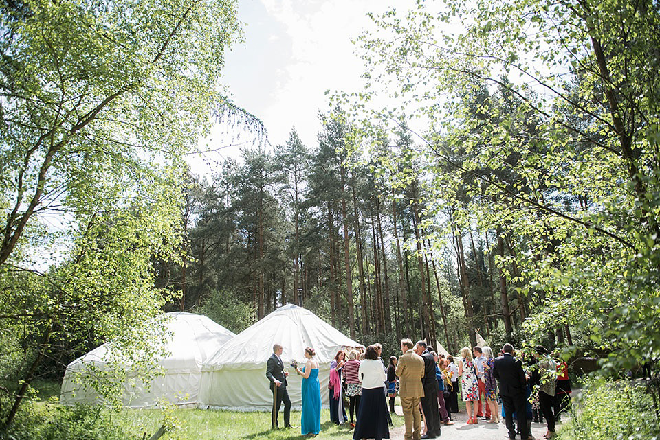 A Wildflower Crown for a Midsummer Dream inspired Humanist Wedding in a Bluebell Wood. Photography by Georgina Harrison.