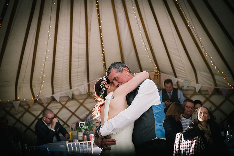 A Wildflower Crown for a Midsummer Dream inspired Humanist Wedding in a Bluebell Wood. Photography by Georgina Harrison.