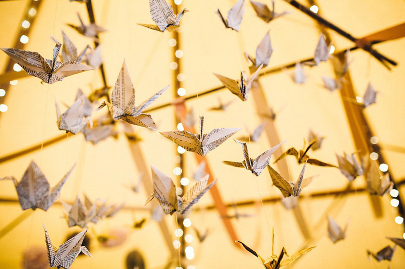 Tipis, Origami Cranes and an Elegant Halfpenny London Gown. Red on Blonde Photography.