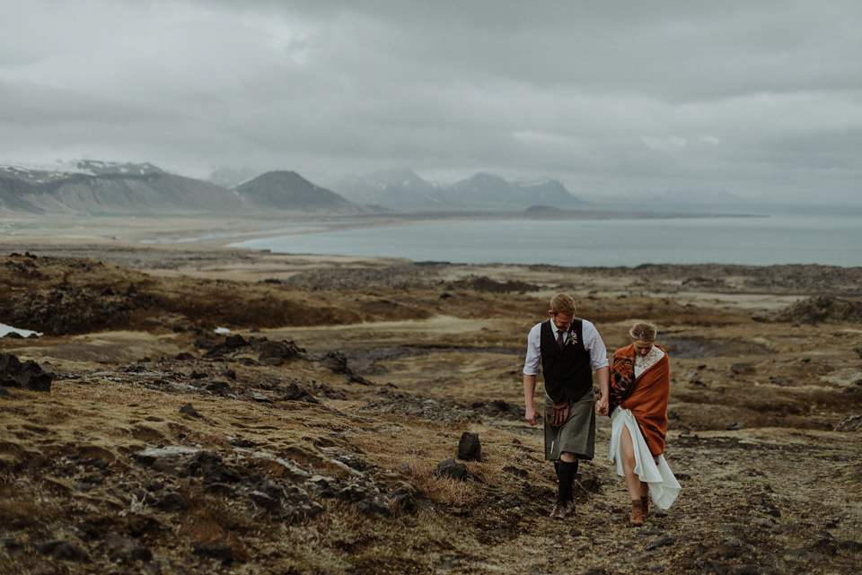 A wild and natural destination wedding in Iceland. Images by Kitchener Photography.