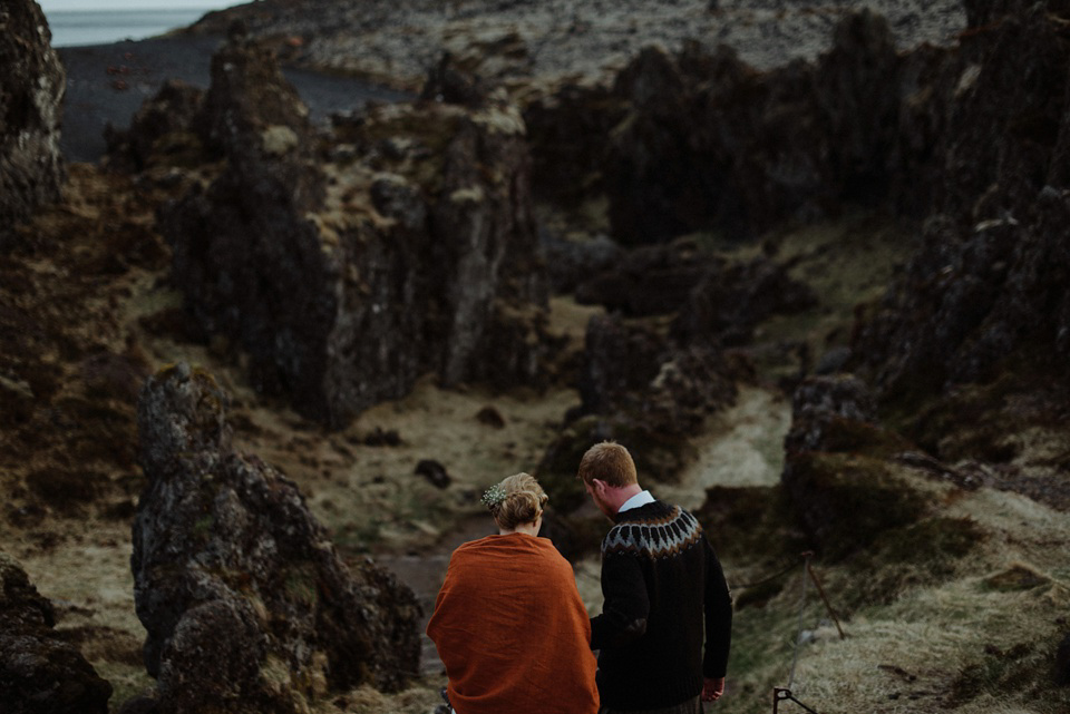 A wild and natural destination wedding in Iceland. Images by Kitchener Photography.