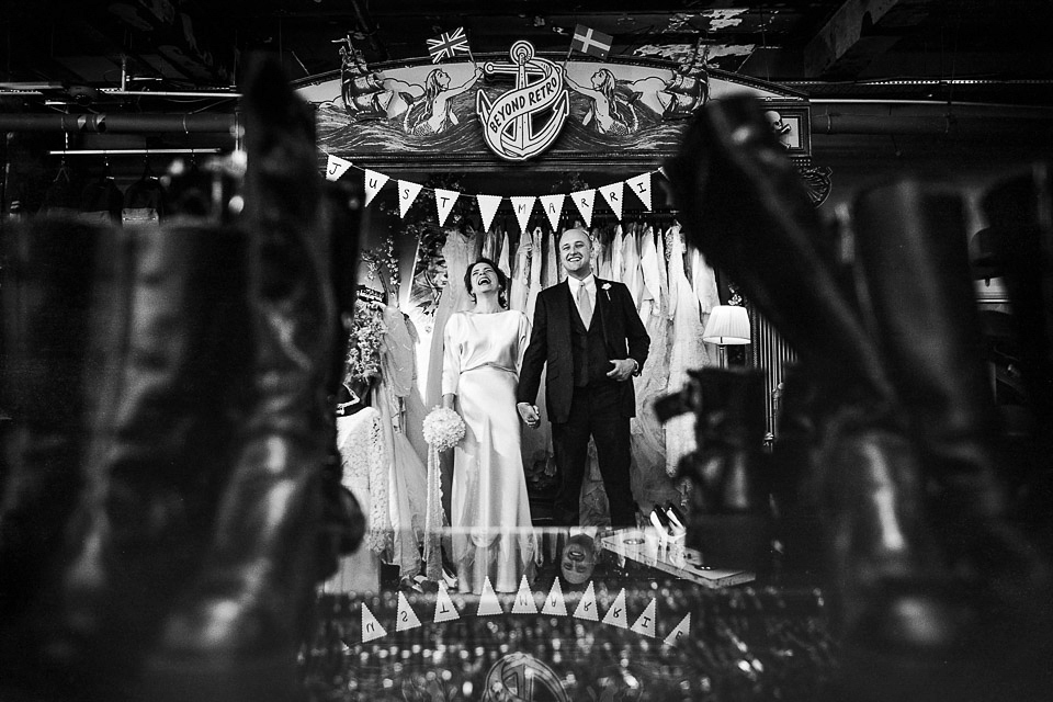 Ritva Westenius Elegance for A Cool and Quirky East London Wedding at MC Motors. Photography by Matt Parry.