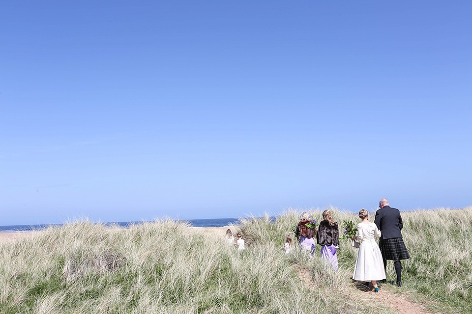 Vintage 1950s Inspired Humanist Beach Wedding in Scotland. Images by Icon Photography Studios.