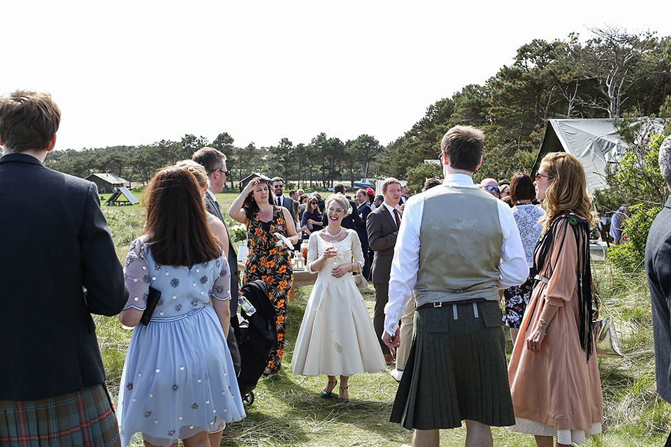 Vintage 1950s Inspired Humanist Beach Wedding in Scotland. Images by Icon Photography Studios.