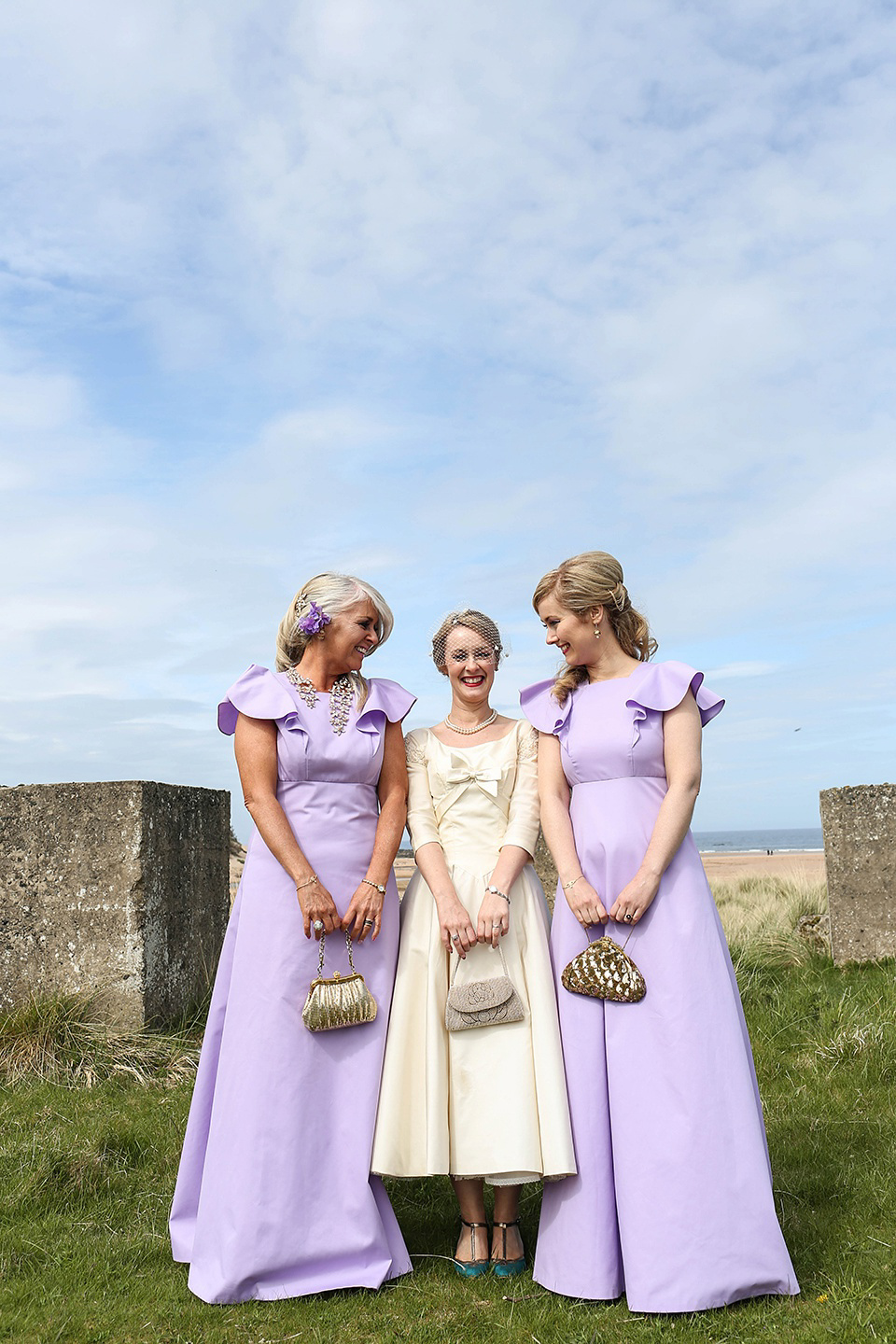 Vintage 1950s Inspired Humanist Beach Wedding in Scotland. Images by Icon Photography Studios.