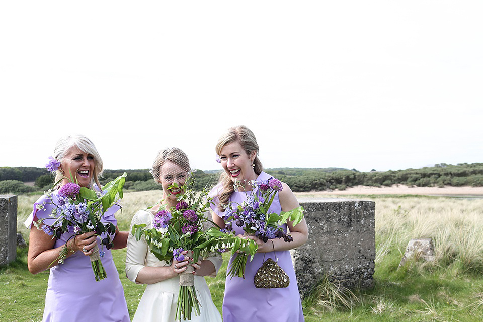 Vintage 1950s Inspired Humanist Beach Wedding in Scotland. Images by Icon Photography Studios.