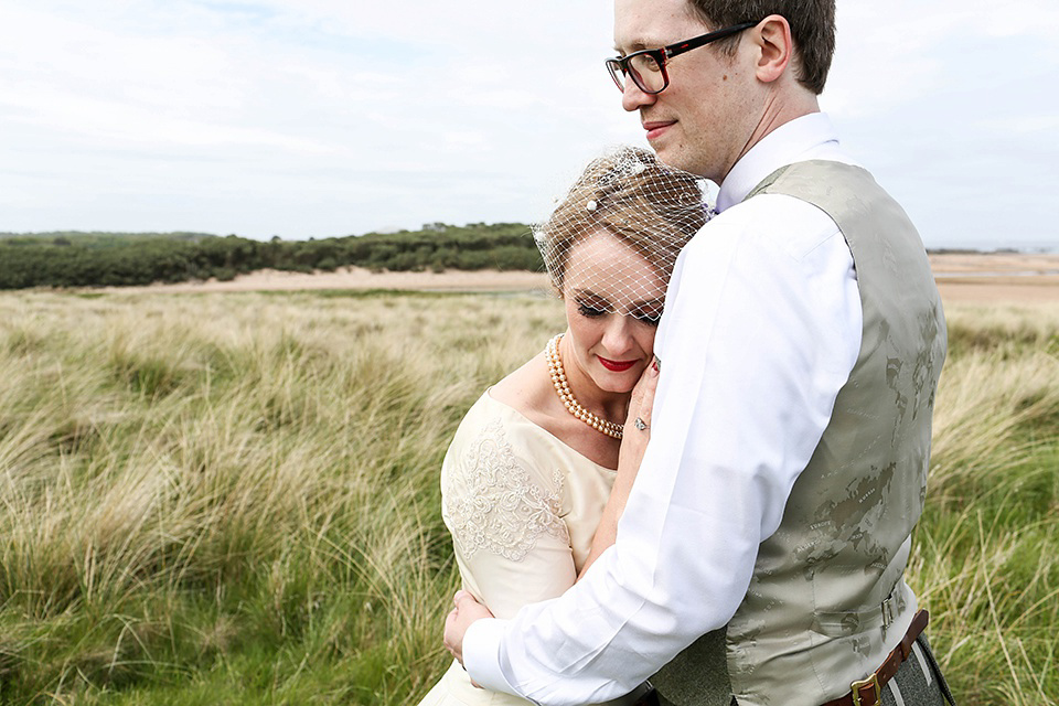 Vintage 1950s Inspired Humanist Beach Wedding in Scotland. Images by Icon Photography Studios.